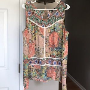 Cable & Gauge mixed print sleeveless blouse